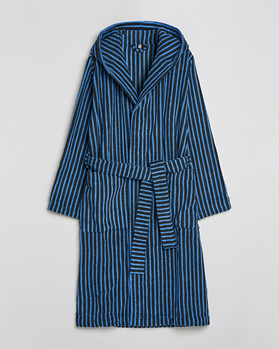 Herr | Pyjamas & Morgonrockar | Tekla | Organic Terry Hooded Bathrobe Black/Blue