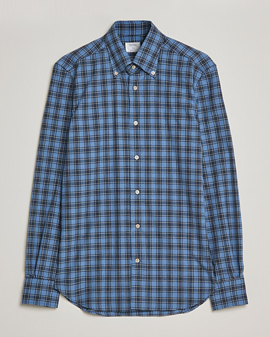 Herr | Flanellskjortor | Mazzarelli | Soft Flannel Shirt Dark Blue