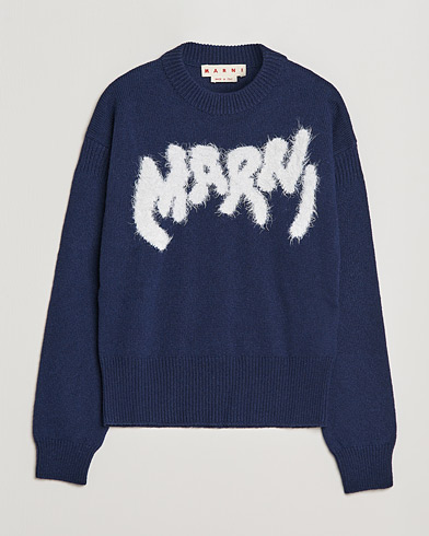 Herr | Marni | Marni | Mohair Logo Sweater Navy