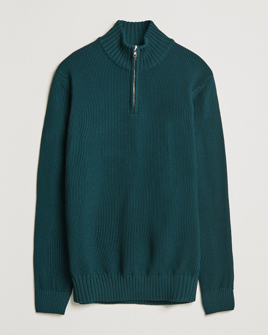 Herr | Orlebar Brown | Orlebar Brown | Lennard Merino Waffle Half Zip Bristlecone Pine