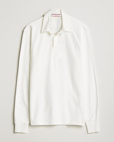 Herr | Långärmade pikéer | Orlebar Brown | Tasman Garment Dyed Cotton Toweling Polo Cloud