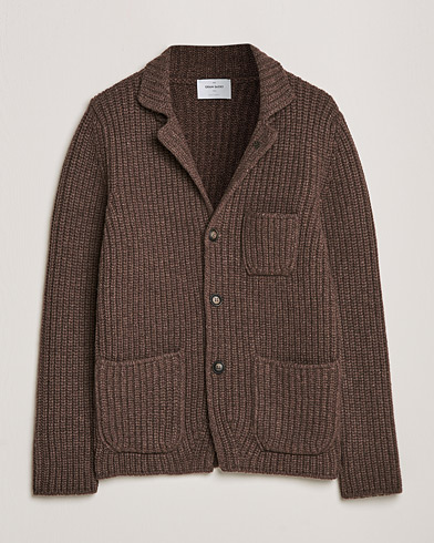 Herr | Cardigans | Gran Sasso | Heavy Wool Knitted Blazer Cardigan Brown