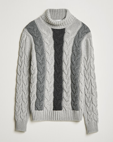 Herr |  | Gran Sasso | Cable Knitted Wool Rollneck Grey
