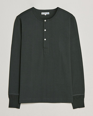 Herr | Långärmade t-shirts | Merz b. Schwanen | Classic Organic Cotton Henley Sweater Forest
