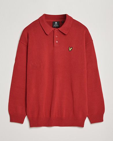 Herr | Stickade pikéer | Lyle & Scott | Blousson Knitted Polo Tunnel Red