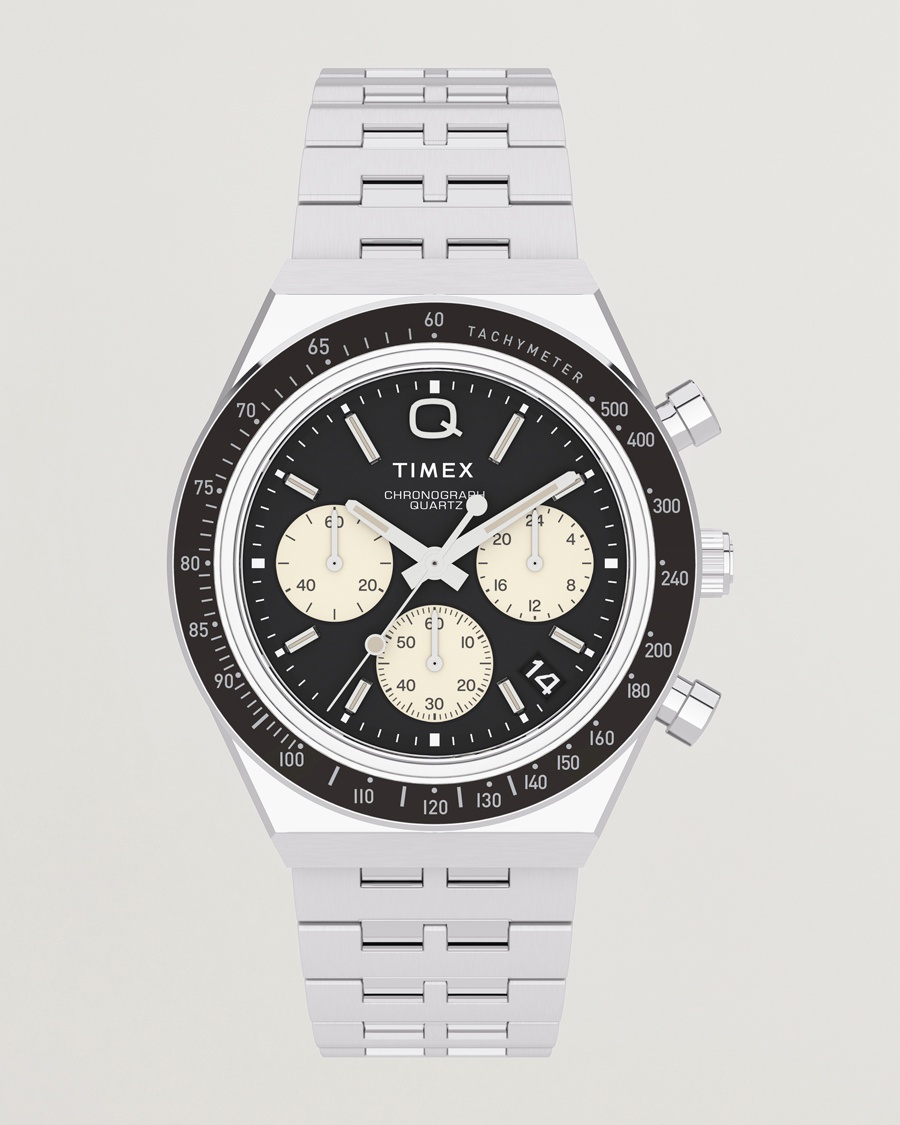Timex Q Chronograph 40mm Black Dial – Silver
