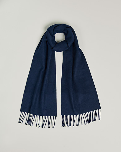 Herr | Begg & Co | Begg & Co | Vier Lambswool/Cashmere Solid Scarf Navy