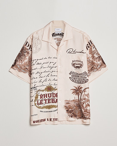Herr | Kortärmade skjortor | Rhude | Silk Cigar Short Sleeve Shirt Brown/Cream