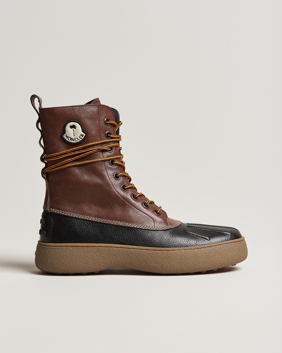 Herr | | Moncler Genius | 8 Palm Angels Winter Gommino Leather Boots Dark Brown