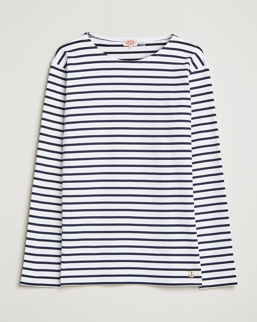 Herr | Långärmade t-shirts | Armor-lux | Houat Héritage Stripe Long Sleeve T-Shirt White/Navy