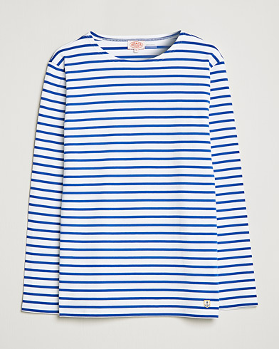 Herr | Långärmade t-shirts | Armor-lux | Houat Héritage Stripe Long Sleeve T-Shirt White/Blue