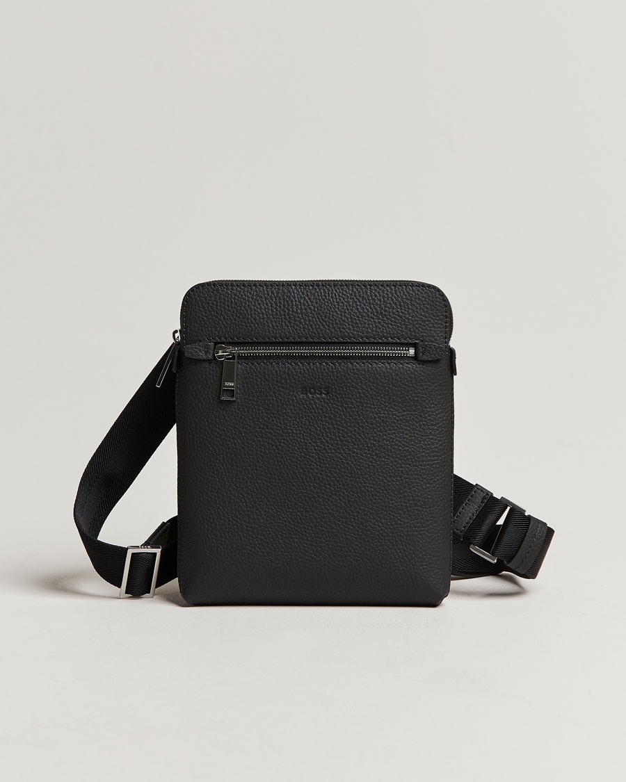BOSS BLACK Crosstown Leather Bag Black – Svart