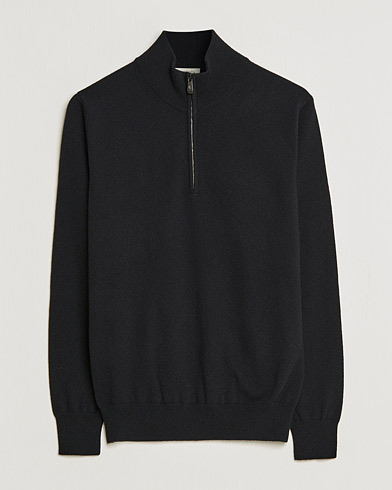 Herr | Piacenza Cashmere | Piacenza Cashmere | Cashmere Half Zip Sweater Black