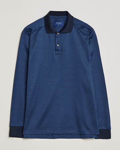 Herr | Senast inkommet | Eton | Knit Jaquard Polo Shirt Blue