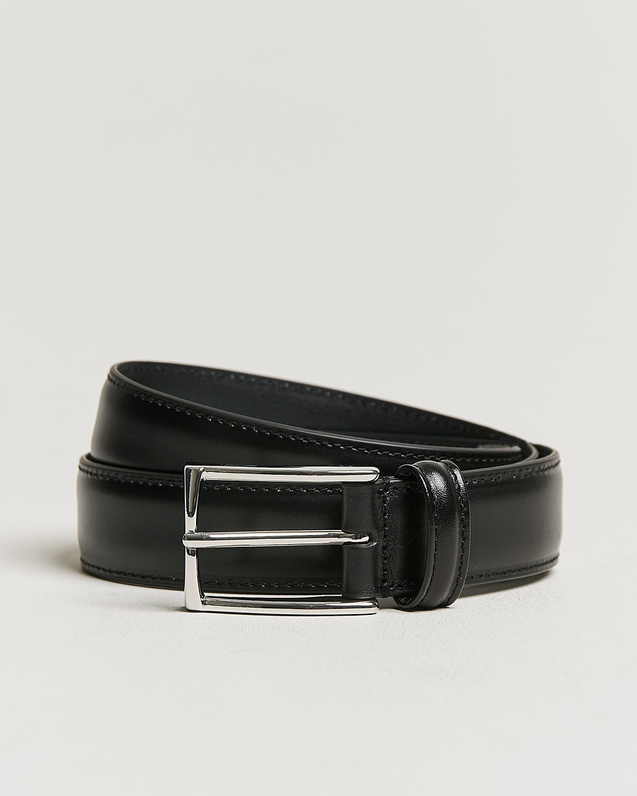 Herr | Mörk kostym | Anderson's | Leather Suit Belt 3 cm Black
