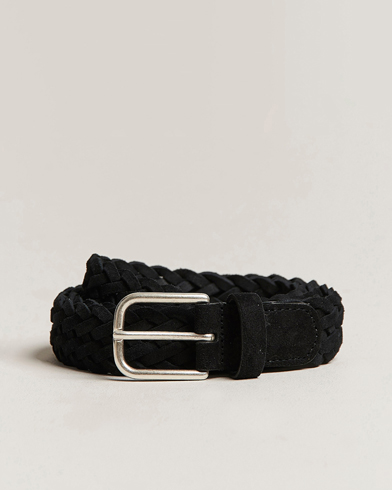 Herr |  | Anderson's | Woven Suede Belt 3 cm Black