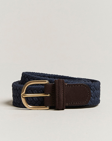 Herr | Flätade bälten | Anderson's | Braided Cotton Casual Belt 3 cm Navy