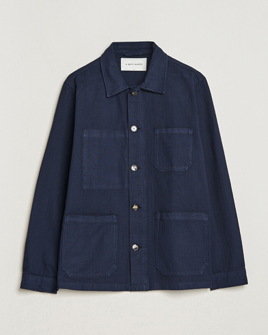 Herr | A Day's March | A Day's March | Original Herringbone Overshirt Regular Fit Navy