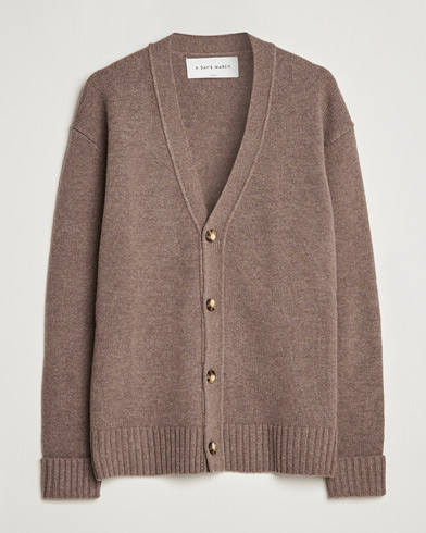 Herr | A Day's March | A Day's March | Snag Lambswool Cardigan Taupe Melange