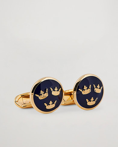 Herr |  | Stenströms | Three Crown Cufflink Navy/Gold