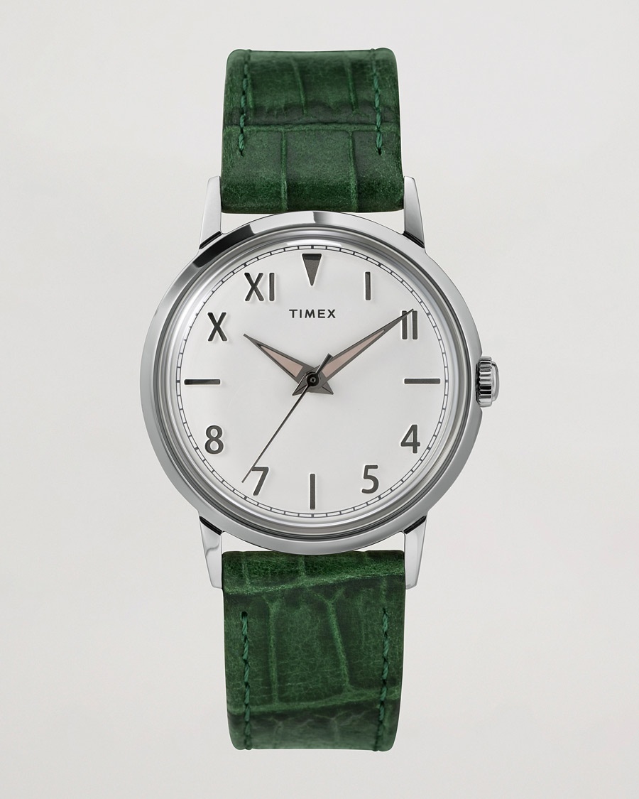 Timex Marlin Hand-Wound 34mm White Dial – Grön