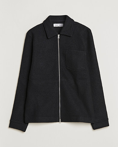 Herr | Skjortjackor | Samsøe & Samsøe | Hannes Boiled Wool Full Zip Overshirt Black