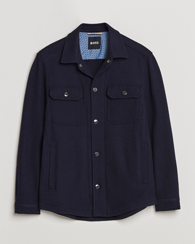 Herr | Skjortjackor | BOSS BLACK | Carper Wool Overshirt Dark Blue