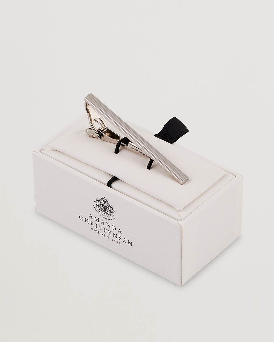 Herr | | Amanda Christensen | Ribbed Tie Clip Silver
