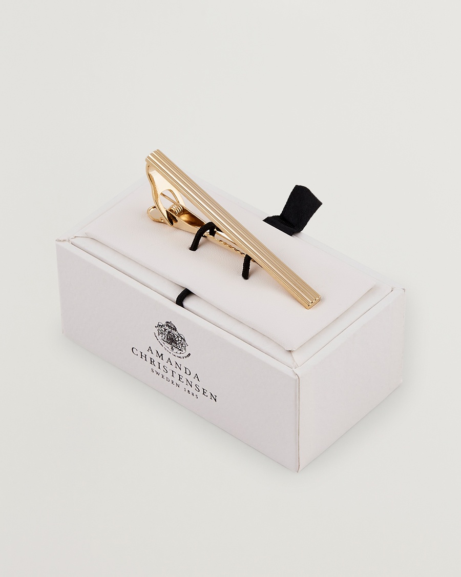 Amanda Christensen Ribbed Tie Clip Gold – Guld