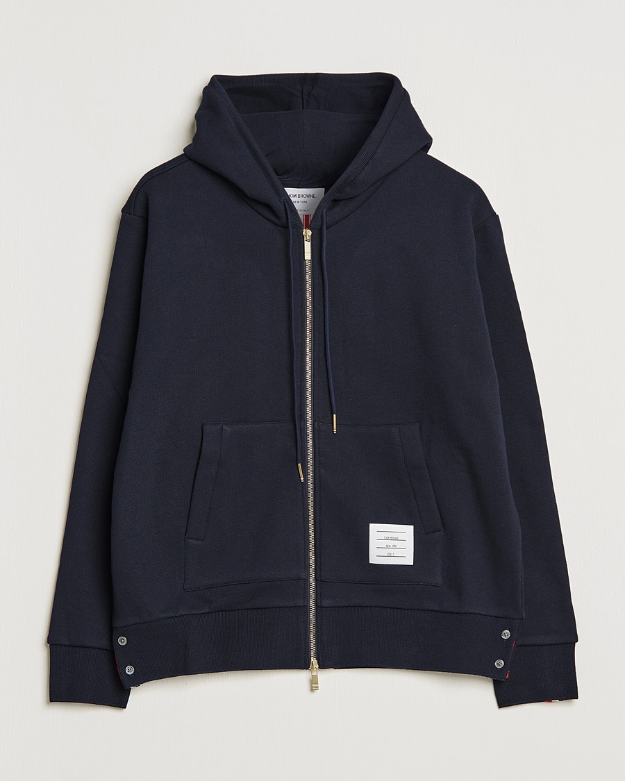 Thom Browne Center Back Full Zip Hoodie Navy – Blå