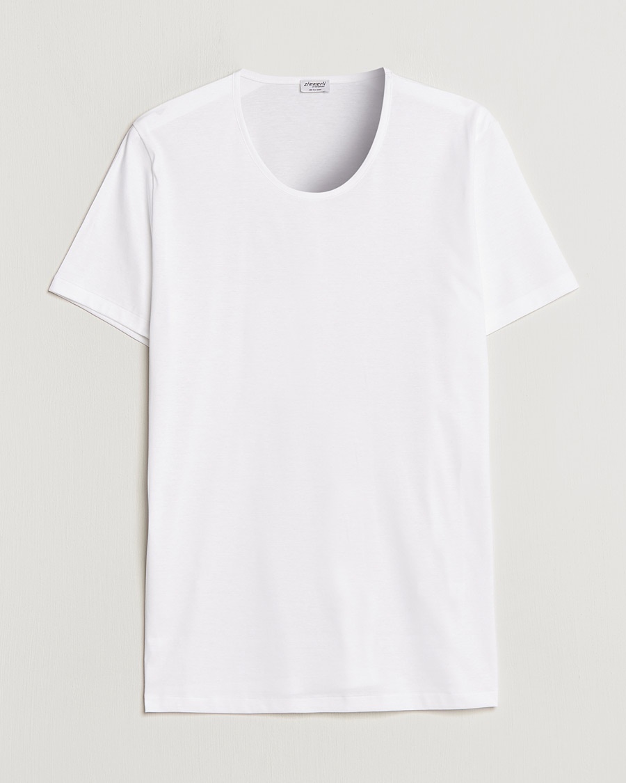 Zimmerli of Switzerland Sea Island Cotton Crew Neck T-Shirt White – Vit