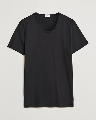 Herr | Kortärmade t-shirts | Zimmerli of Switzerland | Sea Island Cotton Crew Neck T-Shirt Black