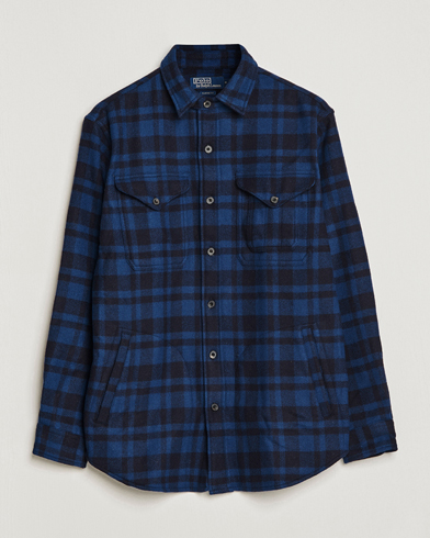 Herr | Preppy Authentic | Polo Ralph Lauren | Wool Blend Checked Overshirt Blue/Navy