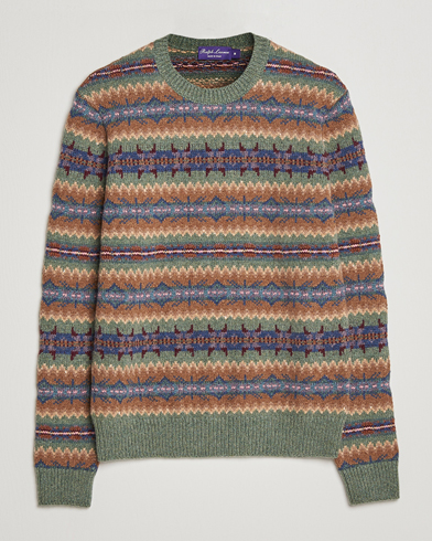 Herr | Stickade tröjor | Ralph Lauren Purple Label | Fairisle Jacquard Sweater Tan Multi