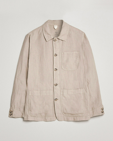 Herr | Skjortjackor | Altea | Linen Shirt Jacket Beige