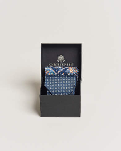 Herr | Slipsar | Amanda Christensen | Box Set Silk Twill 8cm Tie With Pocket Square Navy