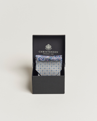 Herr | Slipsar | Amanda Christensen | Box Set Silk Twill 8cm Tie With Pocket Square Grey