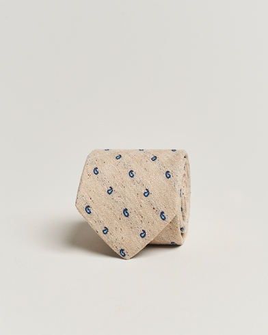 Herr | Amanda Christensen | Amanda Christensen | Silk/Linen/Cotton Paisley 8cm Tie Sand