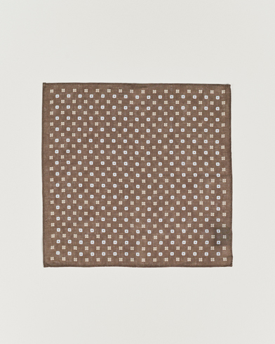 Herr | Näsdukar | Amanda Christensen | Linen Printed Flower Pocket Square Brown
