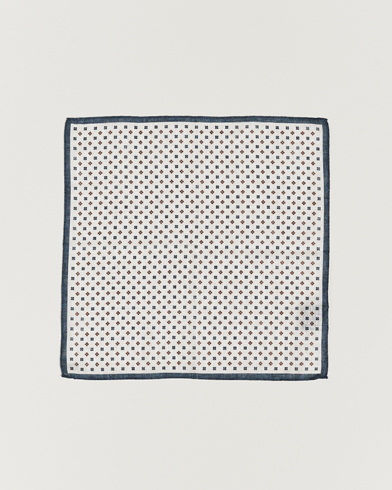 Herr |  | Amanda Christensen | Linen Paspoal Printed Flower Pocket Square White/Navy