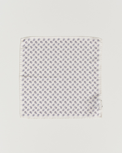 Herr | Näsdukar | Amanda Christensen | Silk Oxford Printed Paisley Pocket Square White