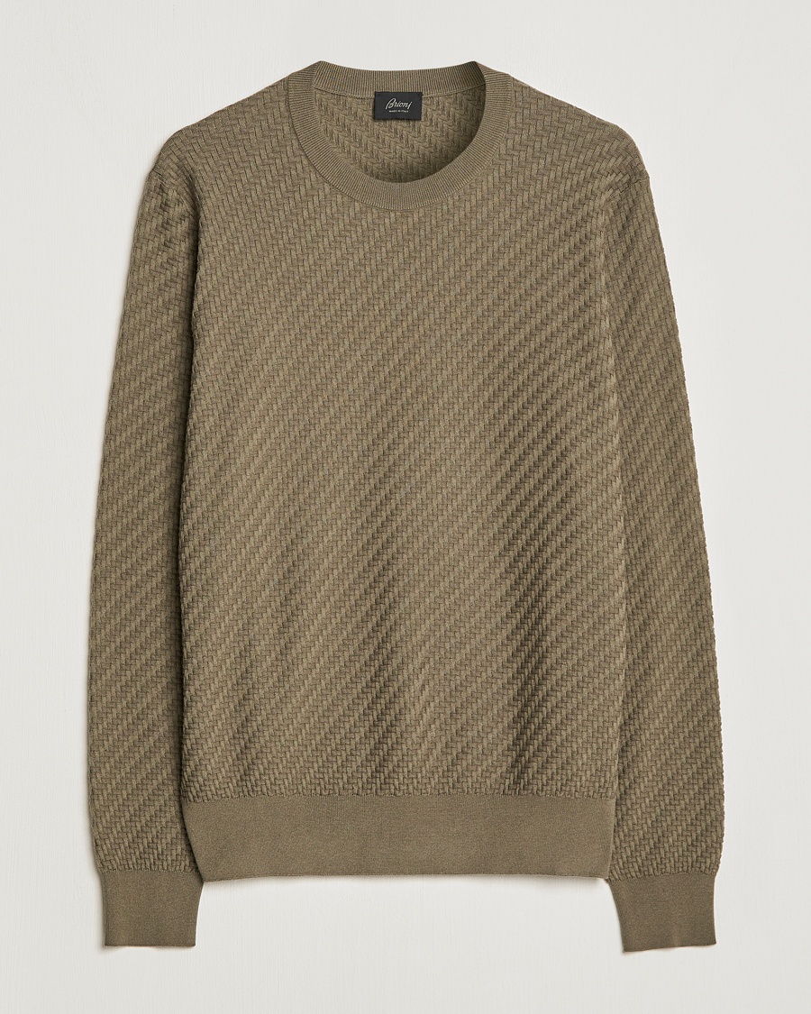  Basket Stitch Crew Neck Sweater Olive