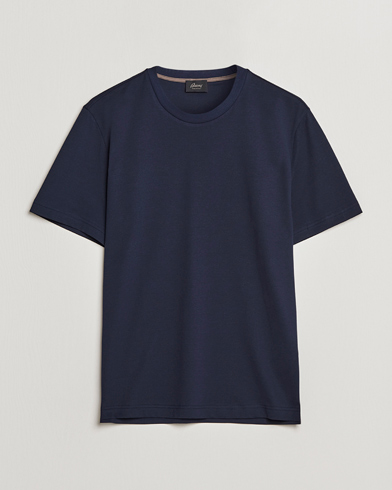 Herr | Quiet Luxury | Brioni | Short Sleeve Cotton T-Shirt Navy