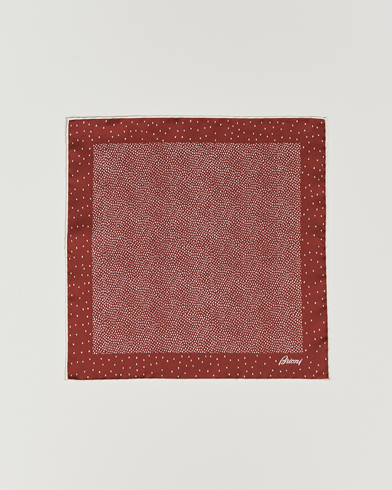 Herr | Näsdukar | Brioni | Printed Silk Pocket Square White/Red