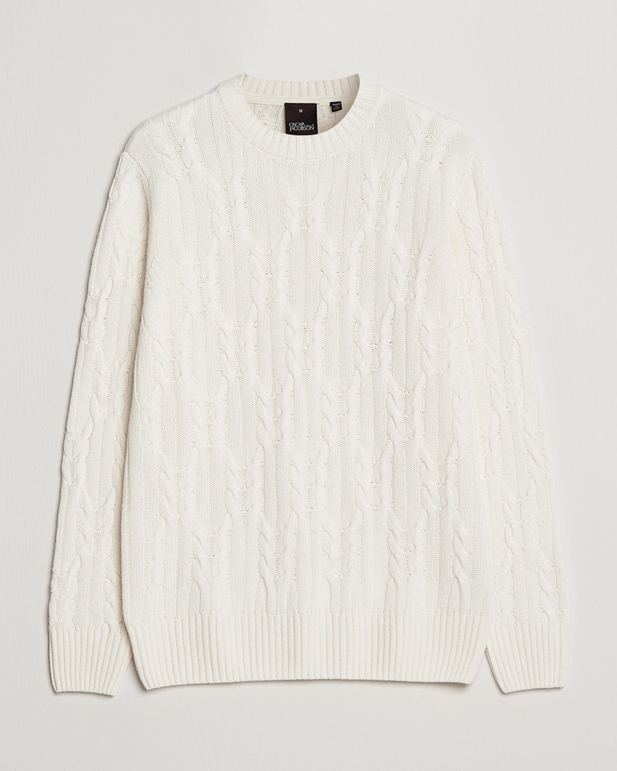 Herr | | Oscar Jacobson | Emmet Wool/Cashmere Structured Crew Neck Off White
