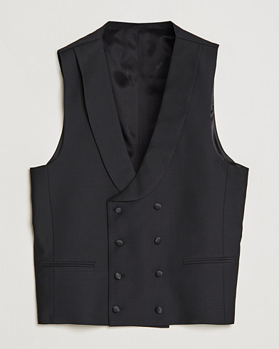Herr | Kostymvästar | Oscar Jacobson | Hale Wool Tuxedo Waistcoat Black