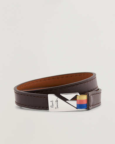 Herr | Armband | Paul Smith | Leather Hook Wrap Bracelet Brown