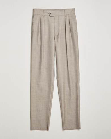 Herr | Uddabyxor | Giorgio Armani | Pleated Wool Trousers Light Grey