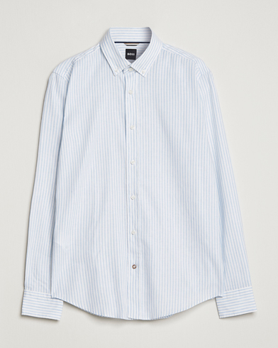 Herr |  | BOSS | Hal Cotton/Linen Striped Shirt Pastel Blue