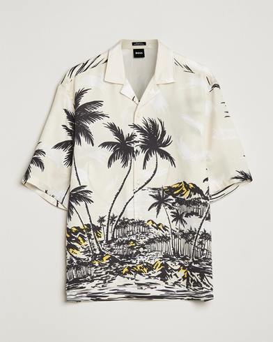 Herr | Kortärmade skjortor | BOSS BLACK | Lars Printed Resort Collar Shirt Open White